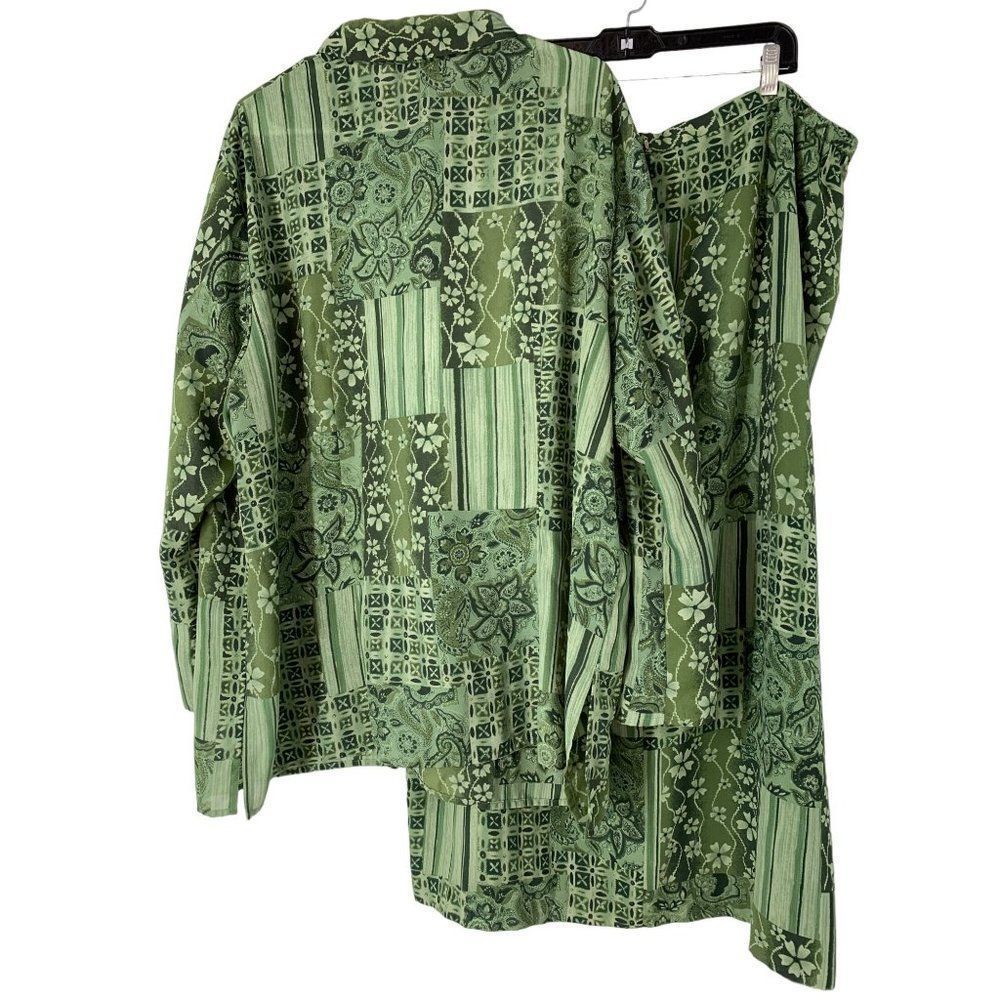 Women’s Judith Hart 2 Piece Skirt Set Green Size 22W 5467 Asian Theme Wrap - Picture 8 of 10